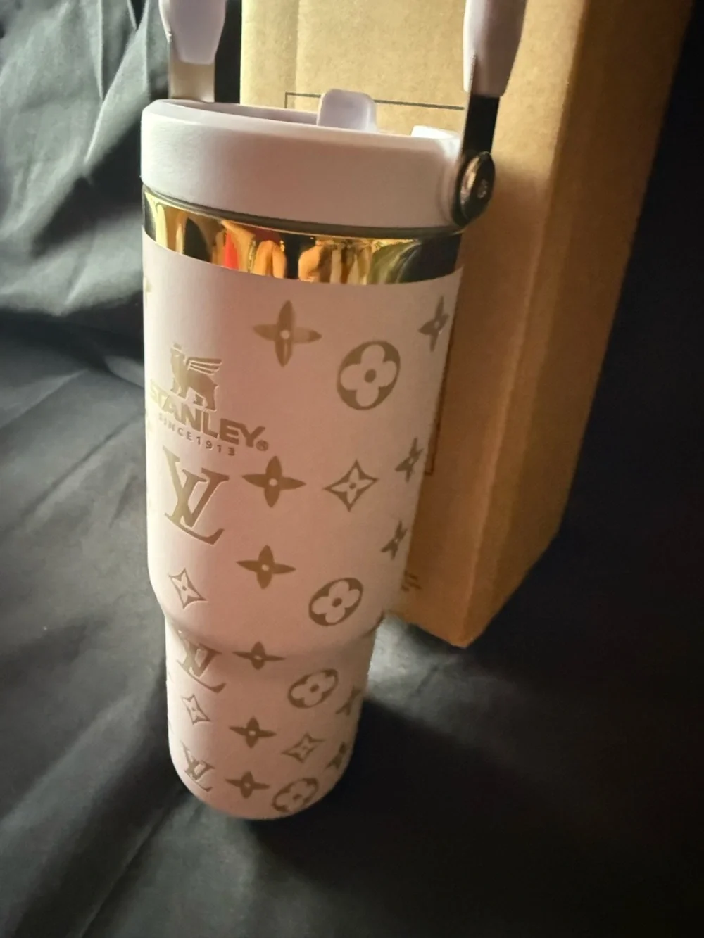 New Stanley 30oz Lavender/ Gold Laser Engraved with Handle and Flip Top - Picture 4 of 7